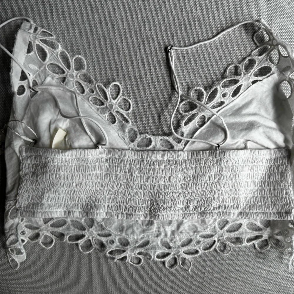 Free People Cream Floral Crochet Lace Bandeau Bralette